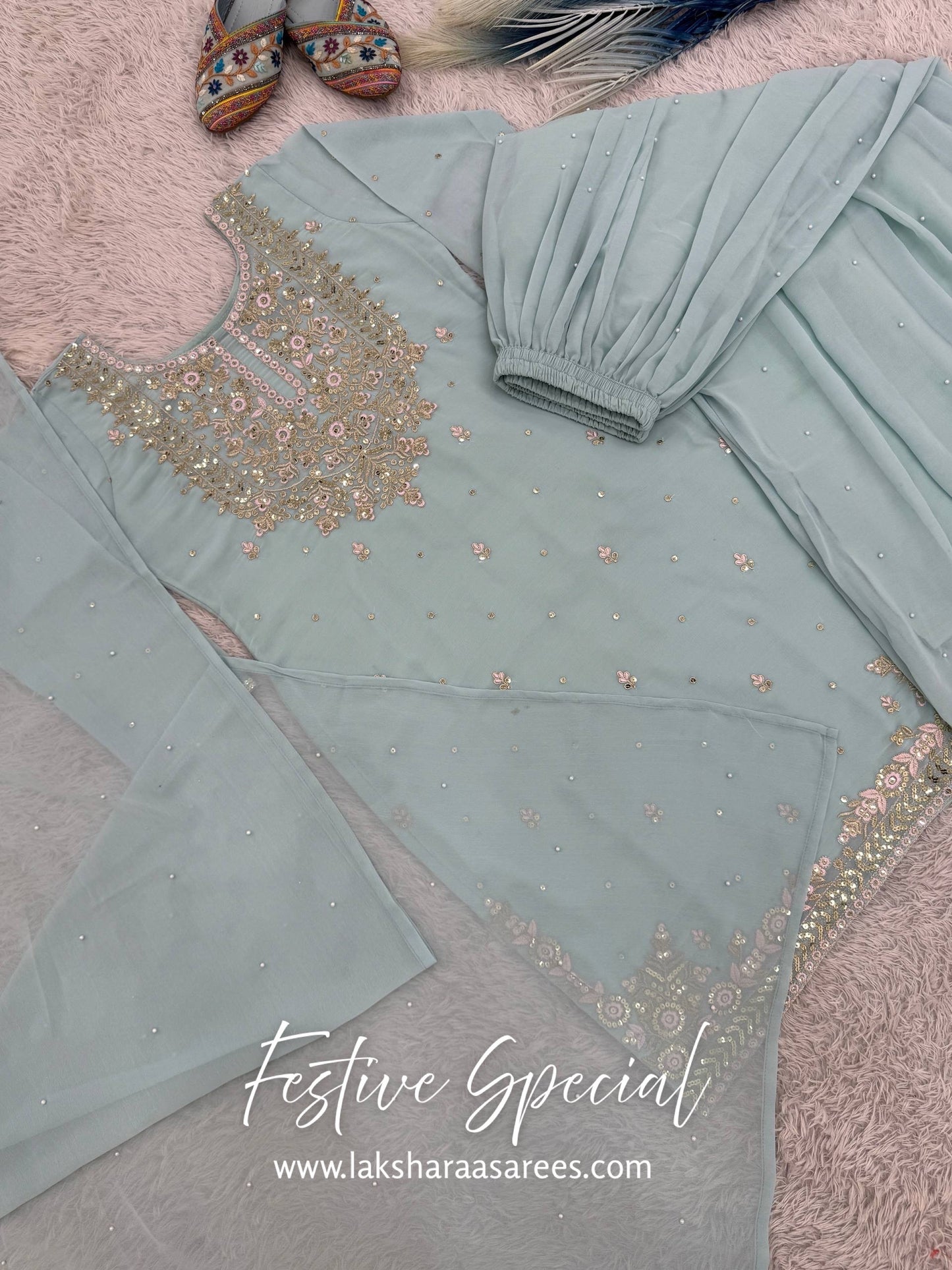 HANUSHA — Flowy Blue Pallazo Suit