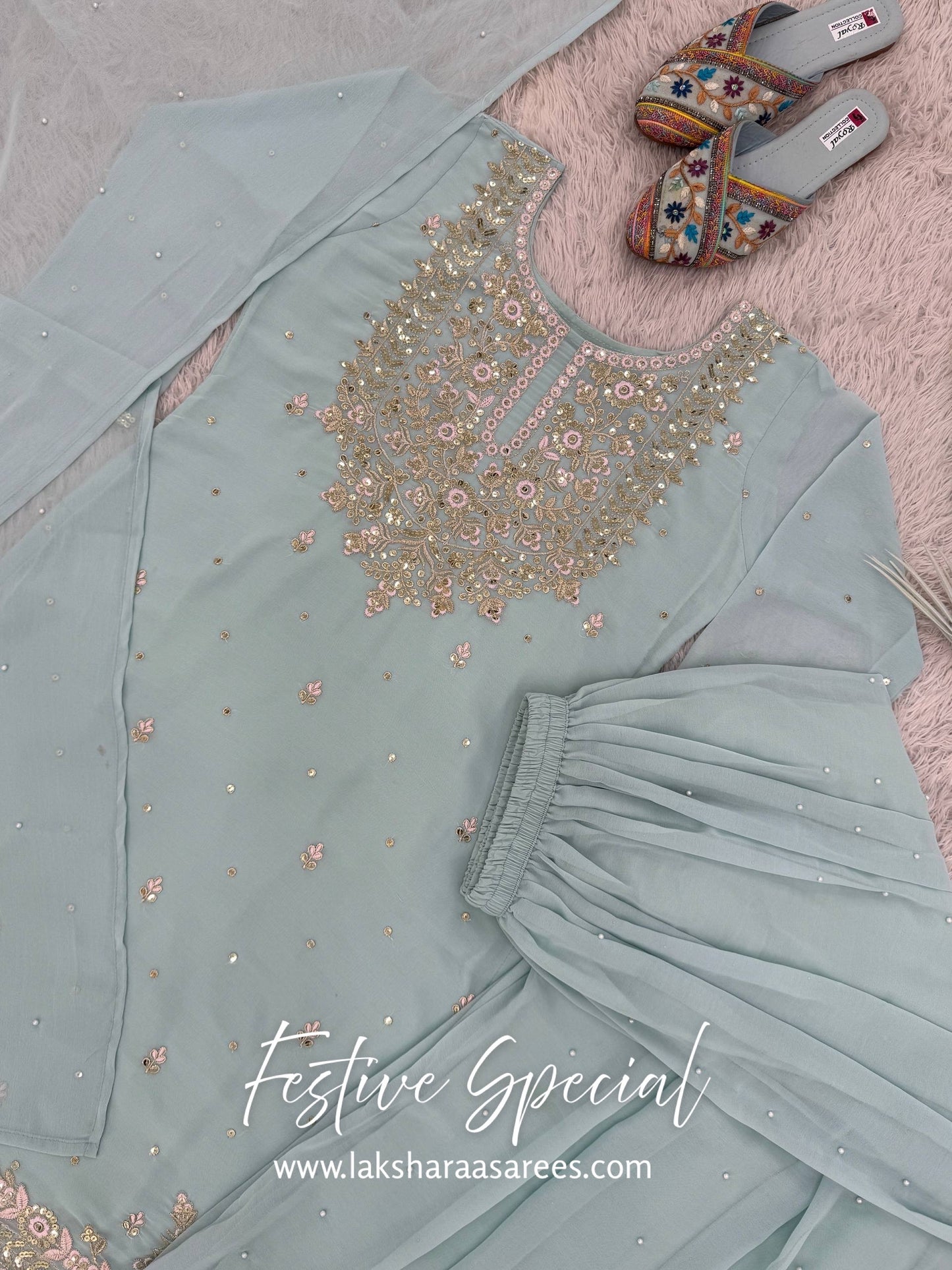 HANUSHA — Flowy Blue Pallazo Suit