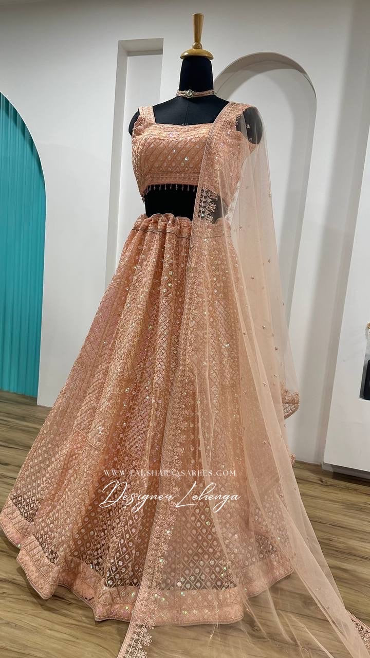 Designer Peach Lehenga