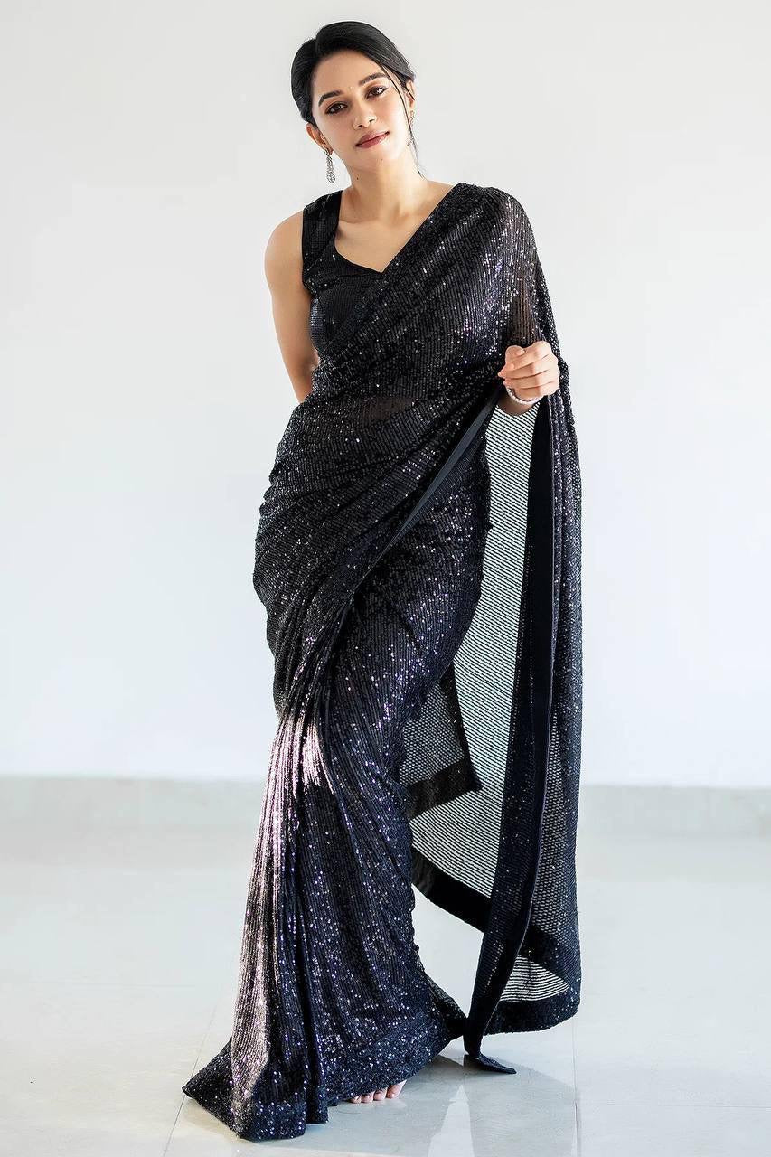 Partywear Sequin Bling Saree