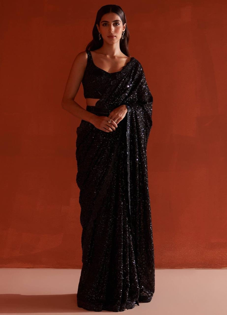 LAURA — Bling Sequin Georgette Dinner Saree