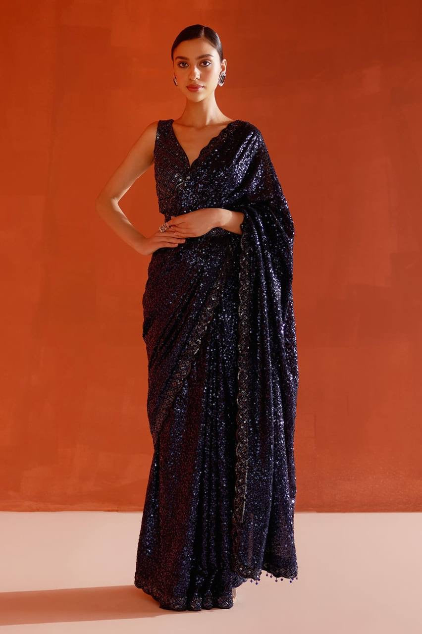LAURA — Bling Sequin Georgette Dinner Saree