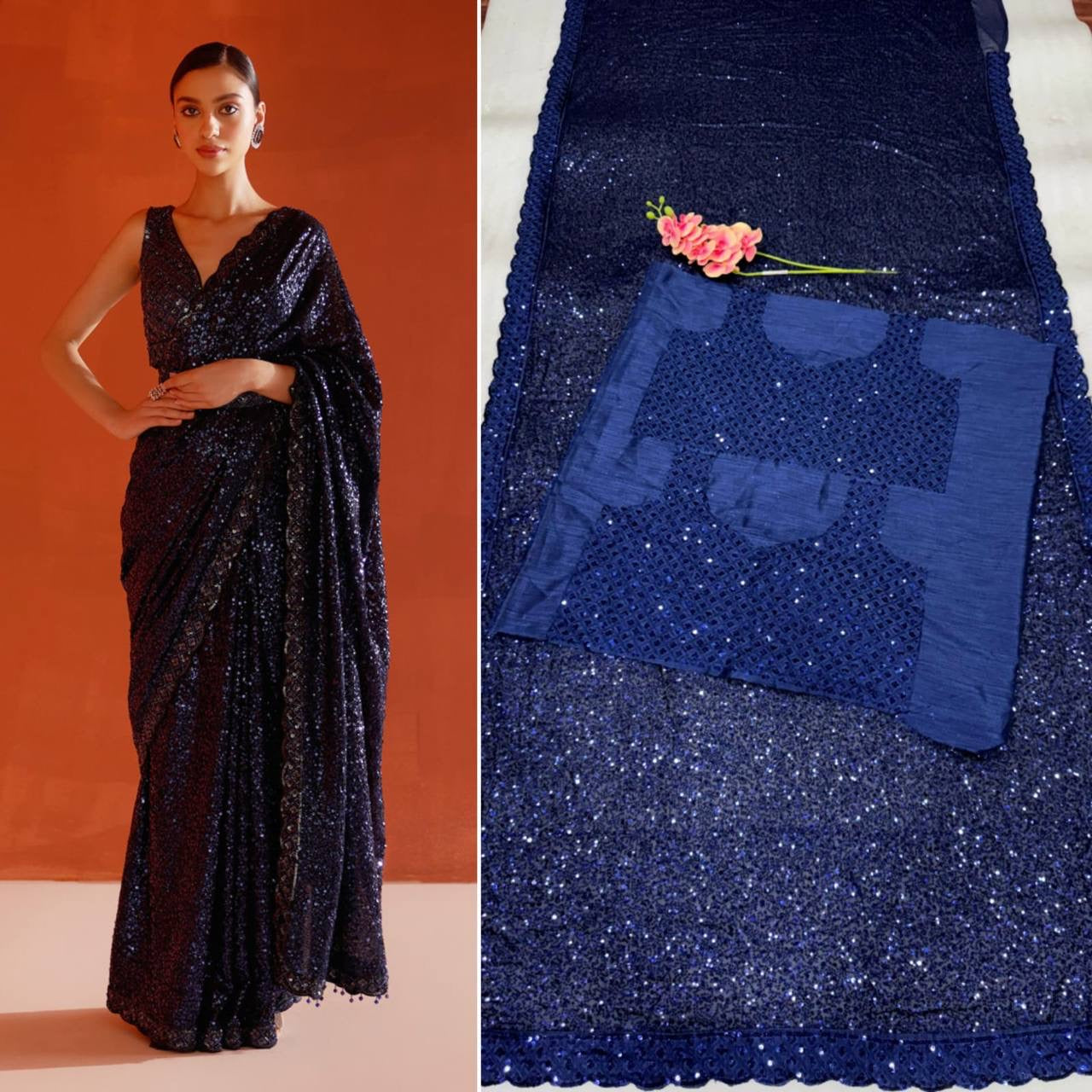 LAURA — Bling Sequin Georgette Dinner Saree