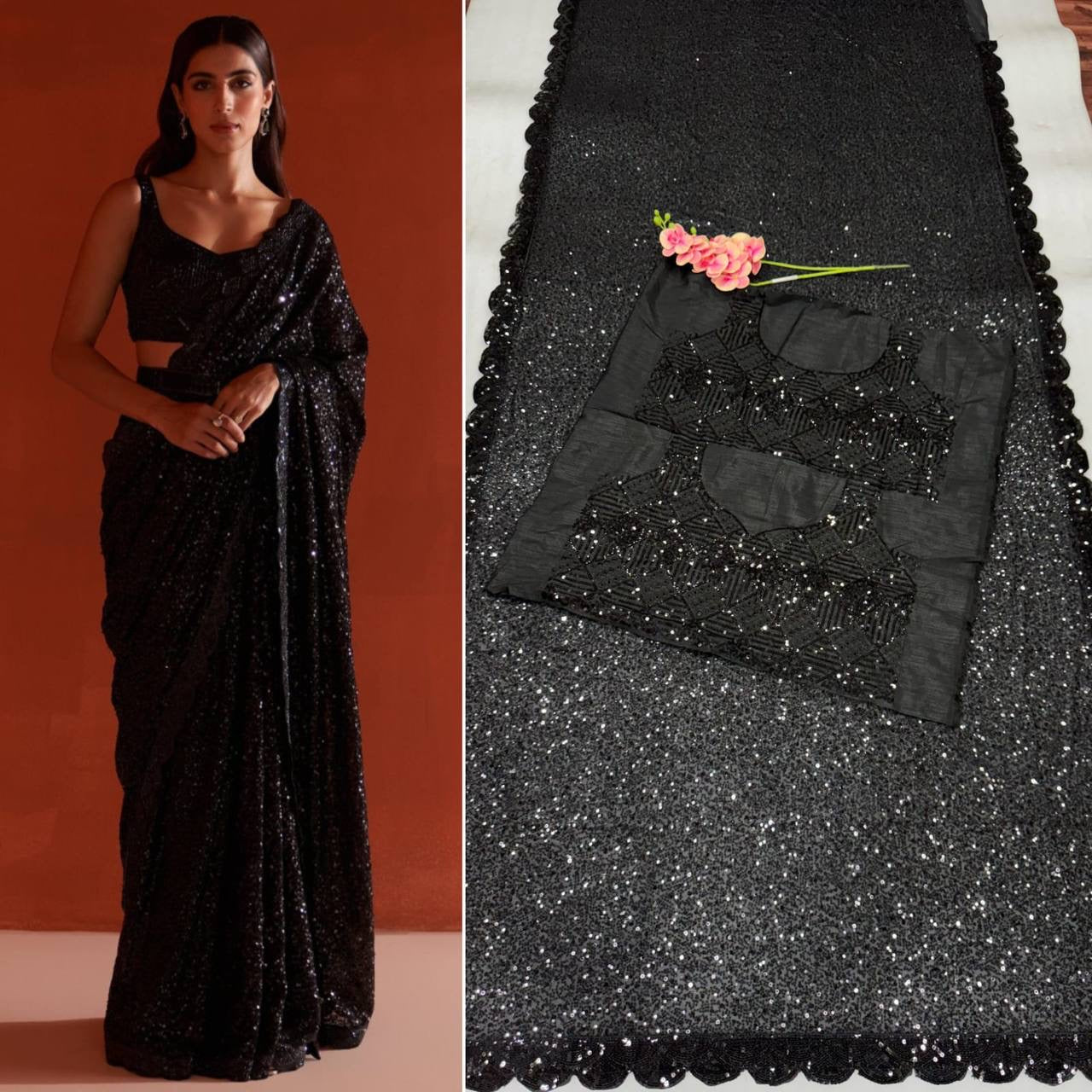 LAURA — Bling Sequin Georgette Dinner Saree
