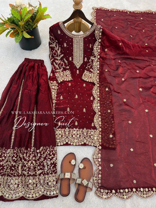 LUBNA β Shimmer Georgette Designer Suit