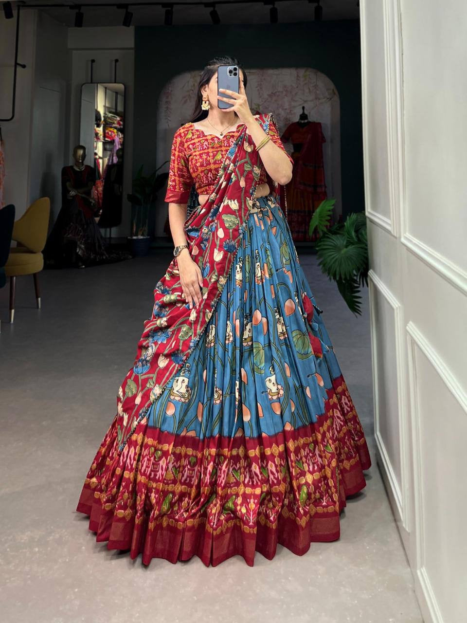 LAKSHIA — Floral Pichwai Half Saree Lehenga