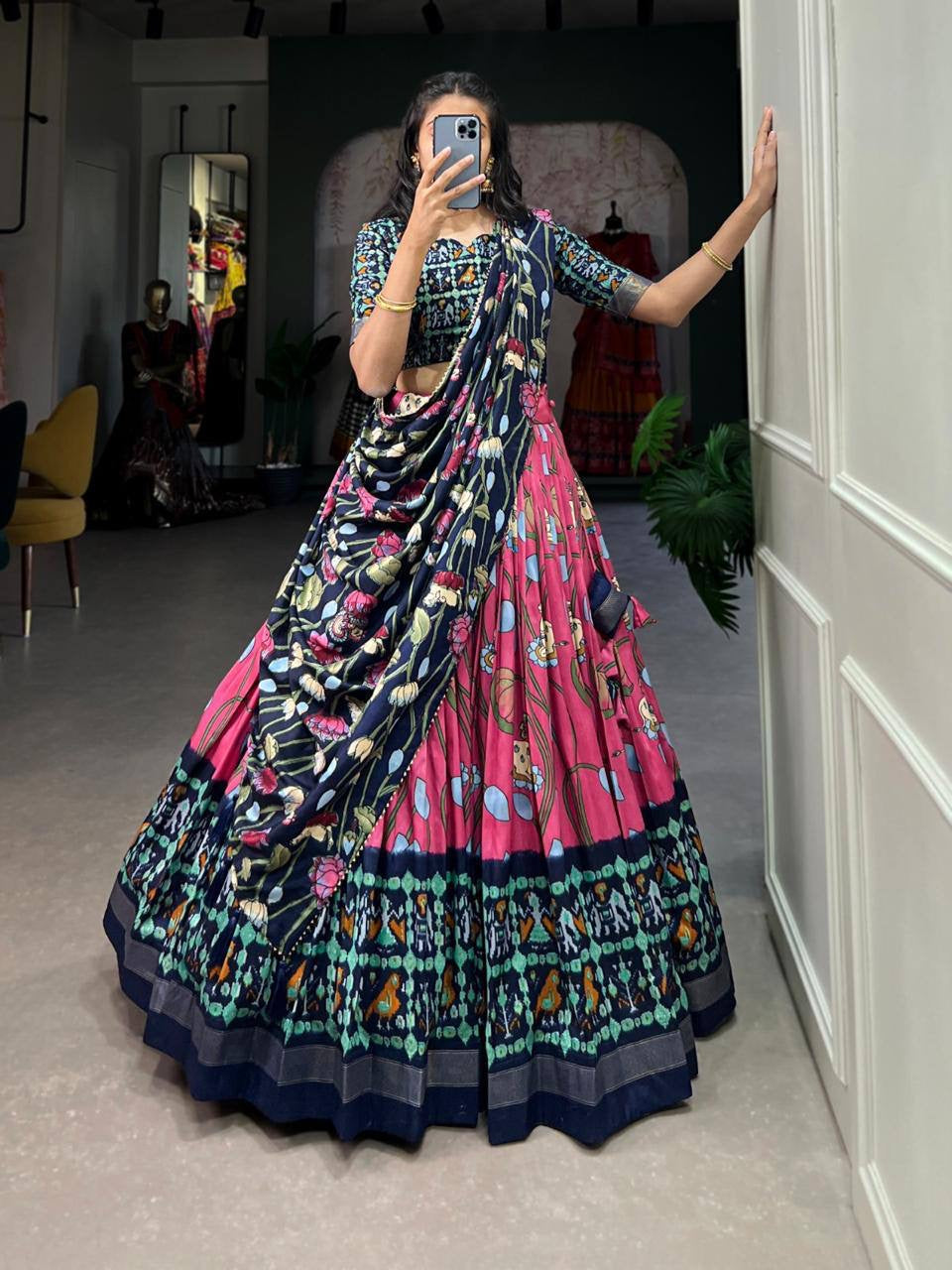 LAKSHIA — Floral Pichwai Half Saree Lehenga