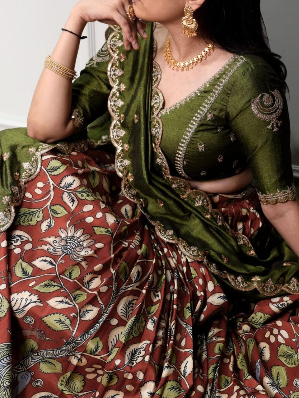 MEERA — Dola Silk Kalamkari Lehenga