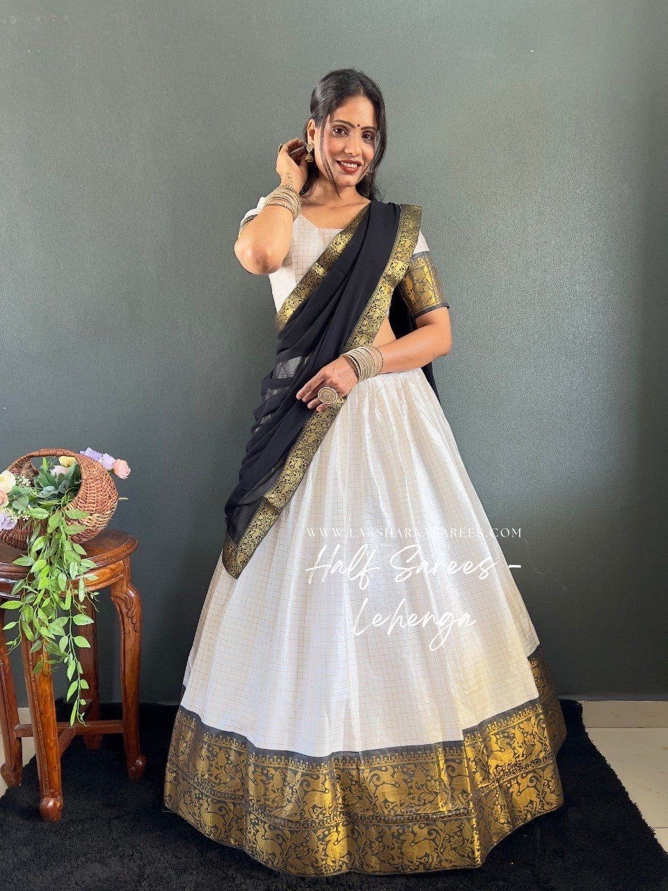 SOWMYA - Cotton Silk Half Saree Lehenga
