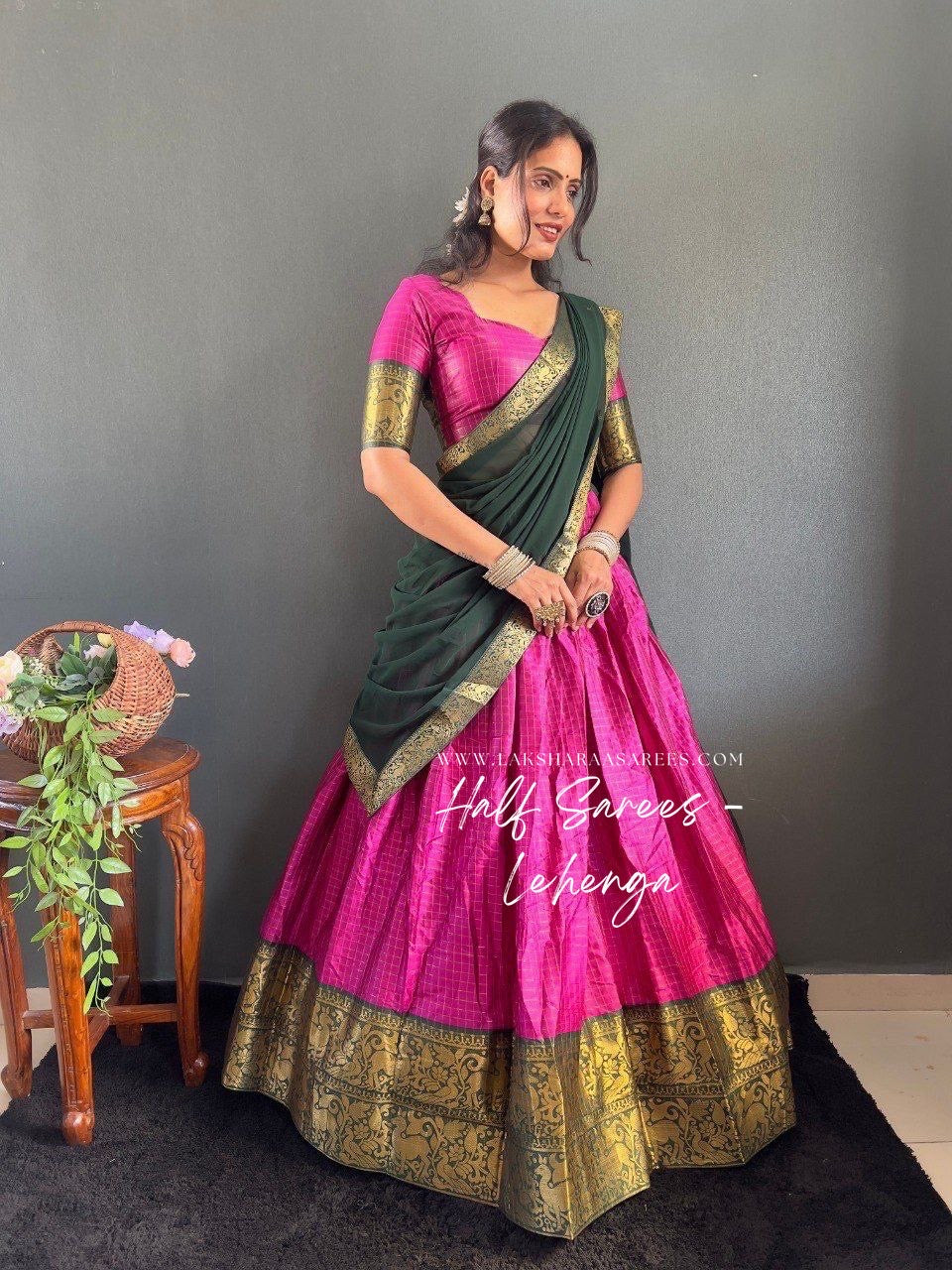 SOWMYA - Cotton Silk Half Saree Lehenga