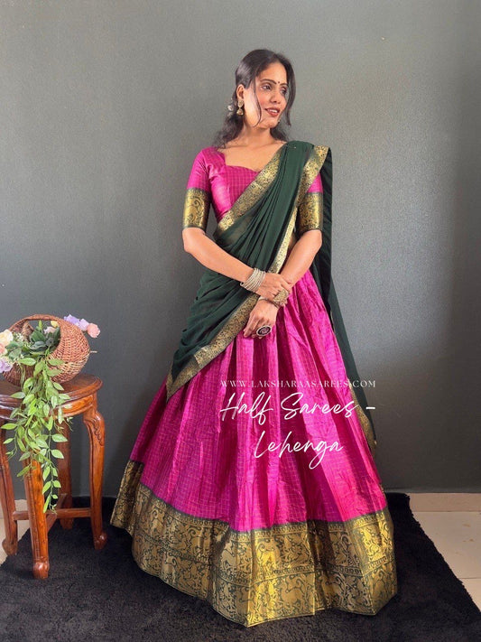 SOWMYA - Cotton Silk Half Saree Lehenga