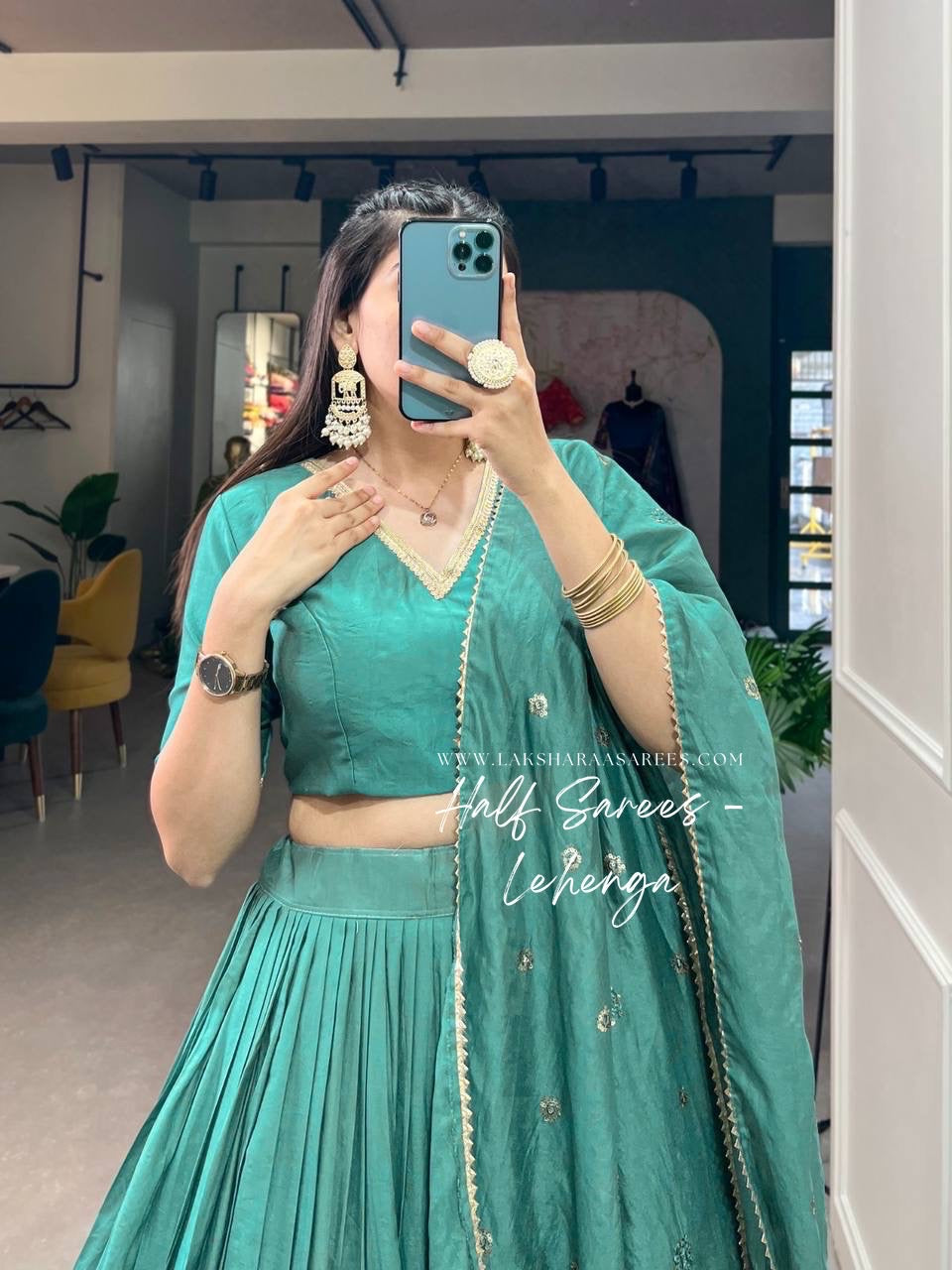 POOJA - Chanderi Silk Half Sarees Lehenga