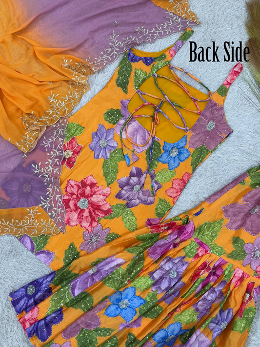 ALENE — Mustard Floral Sharara Suit