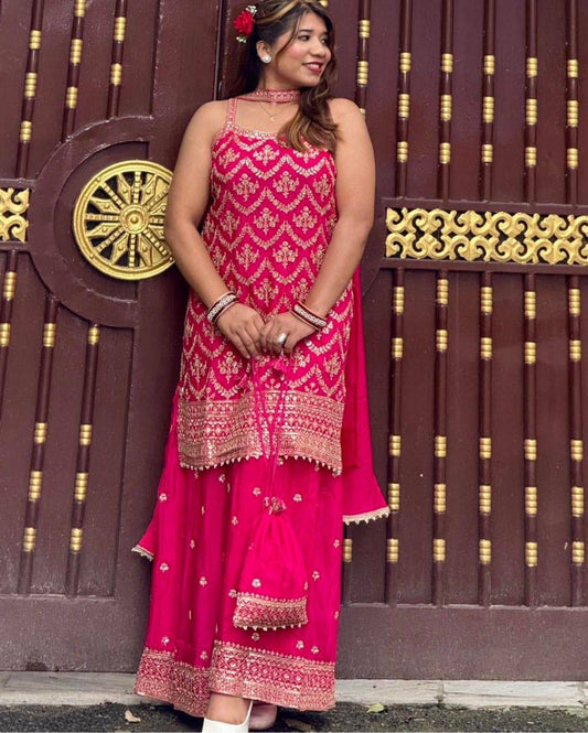 ISHIKA —Designer Pallazo Suit with Free Potli Bag Set