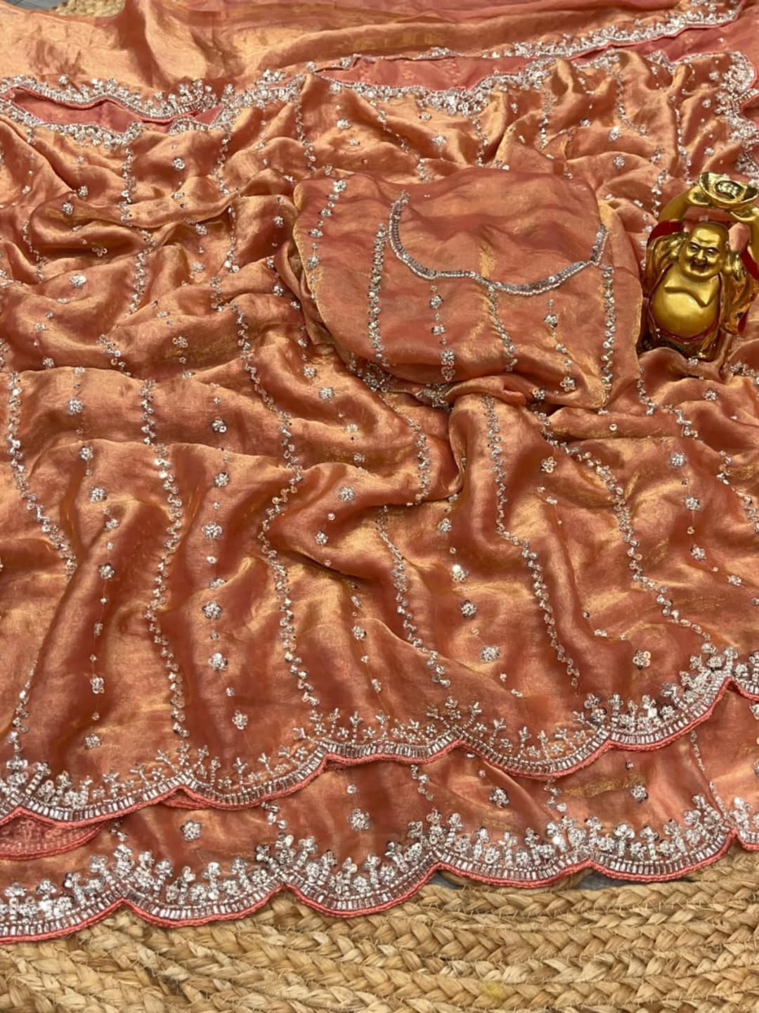 KISHAA — Shimmer Stone & Sequin Dinner Saree in Pastel Series