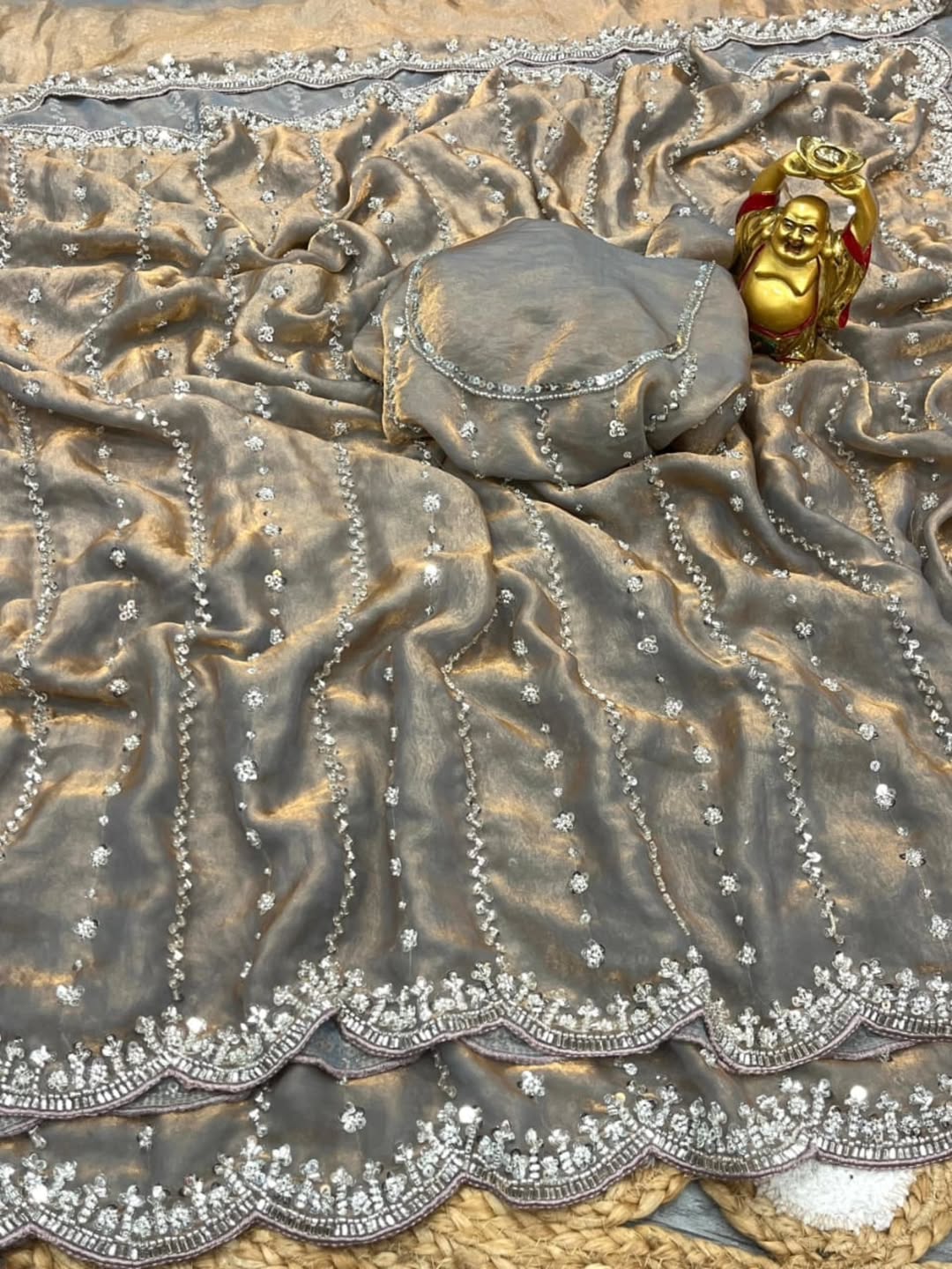 KISHAA — Shimmer Stone & Sequin Dinner Saree in Pastel Series