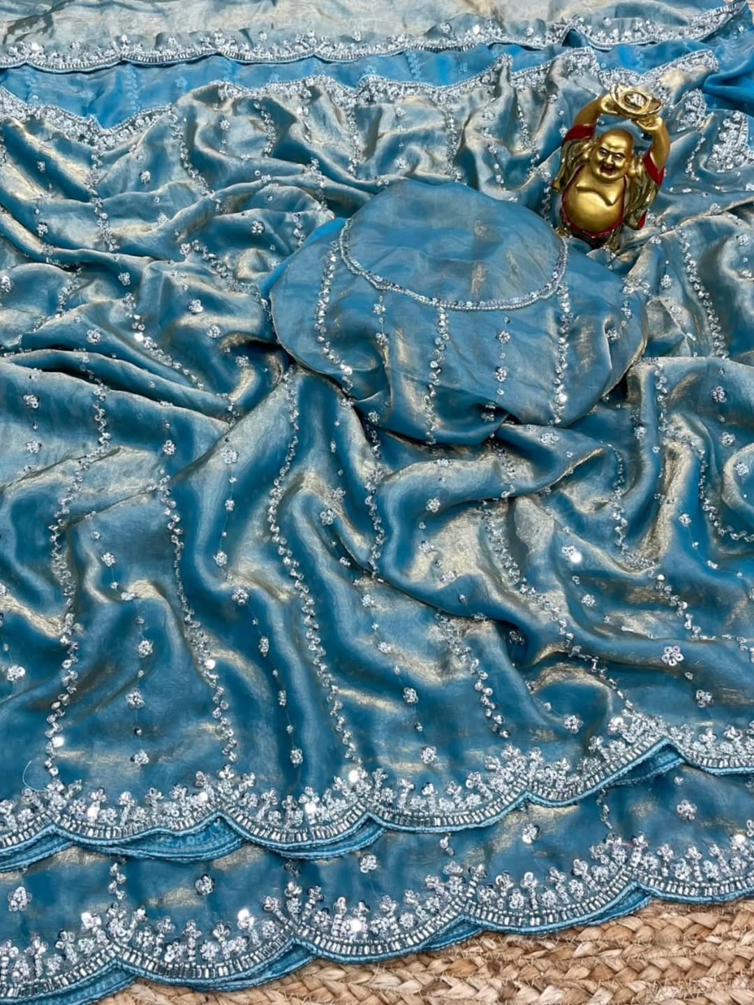 KISHAA — Shimmer Stone & Sequin Dinner Saree in Pastel Series