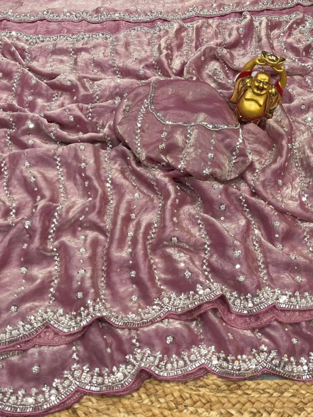 KISHAA — Shimmer Stone & Sequin Dinner Saree in Pastel Series