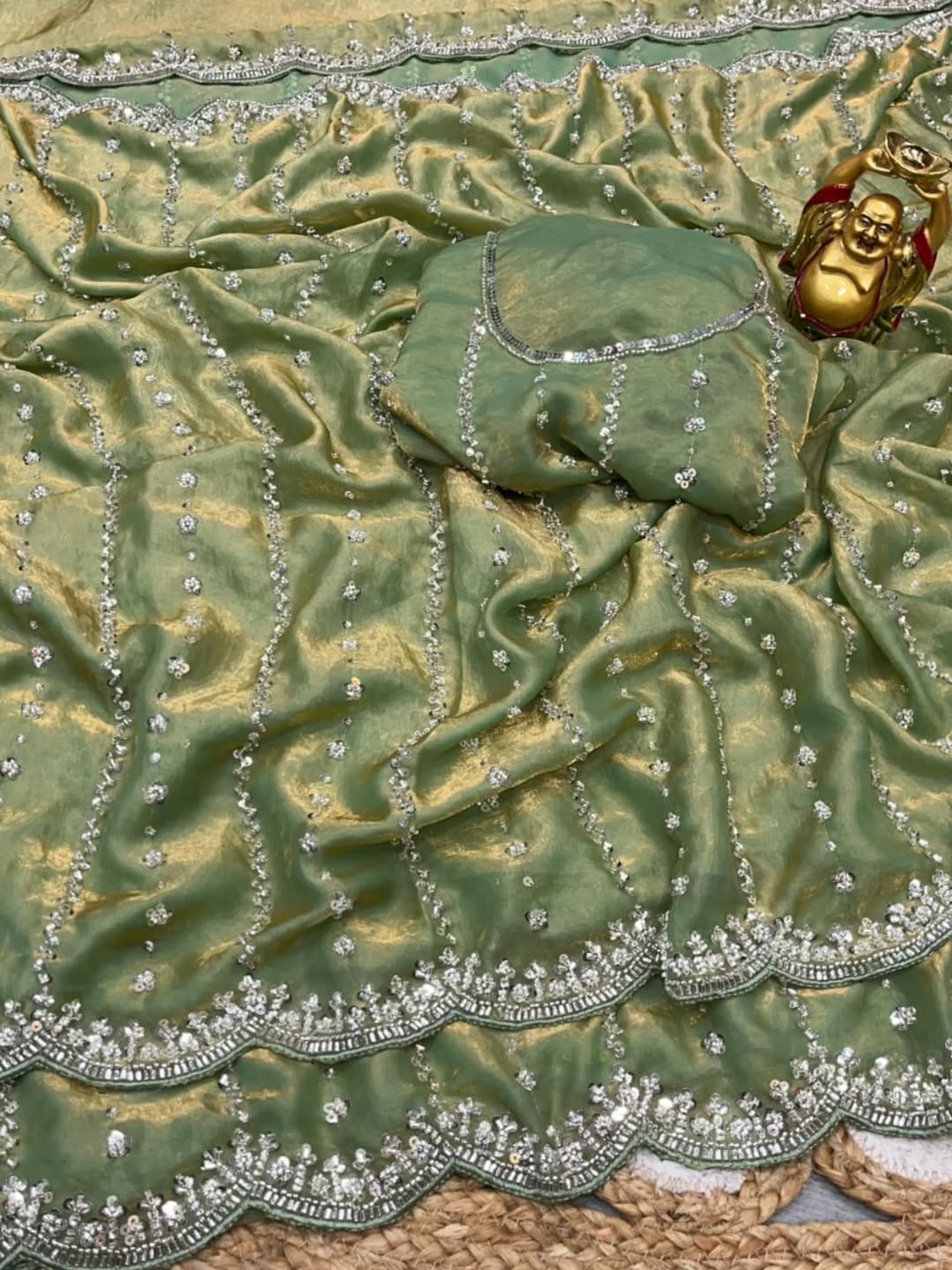 KISHAA — Shimmer Stone & Sequin Dinner Saree in Pastel Series