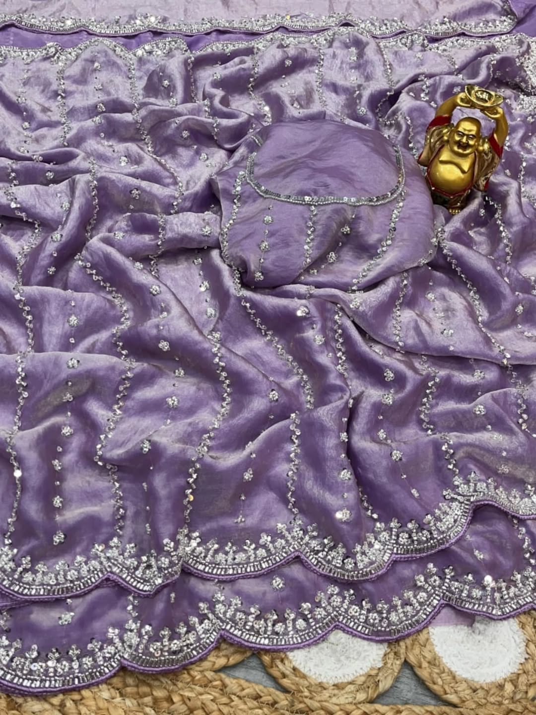 KISHAA — Shimmer Stone & Sequin Dinner Saree in Pastel Series