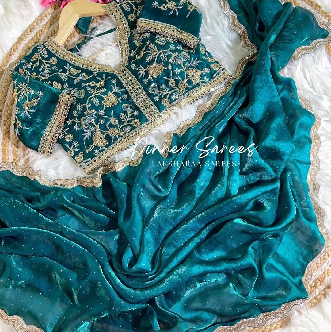 KYRAA — Premium Shimmer Stone Saree with Readymade Blouse
