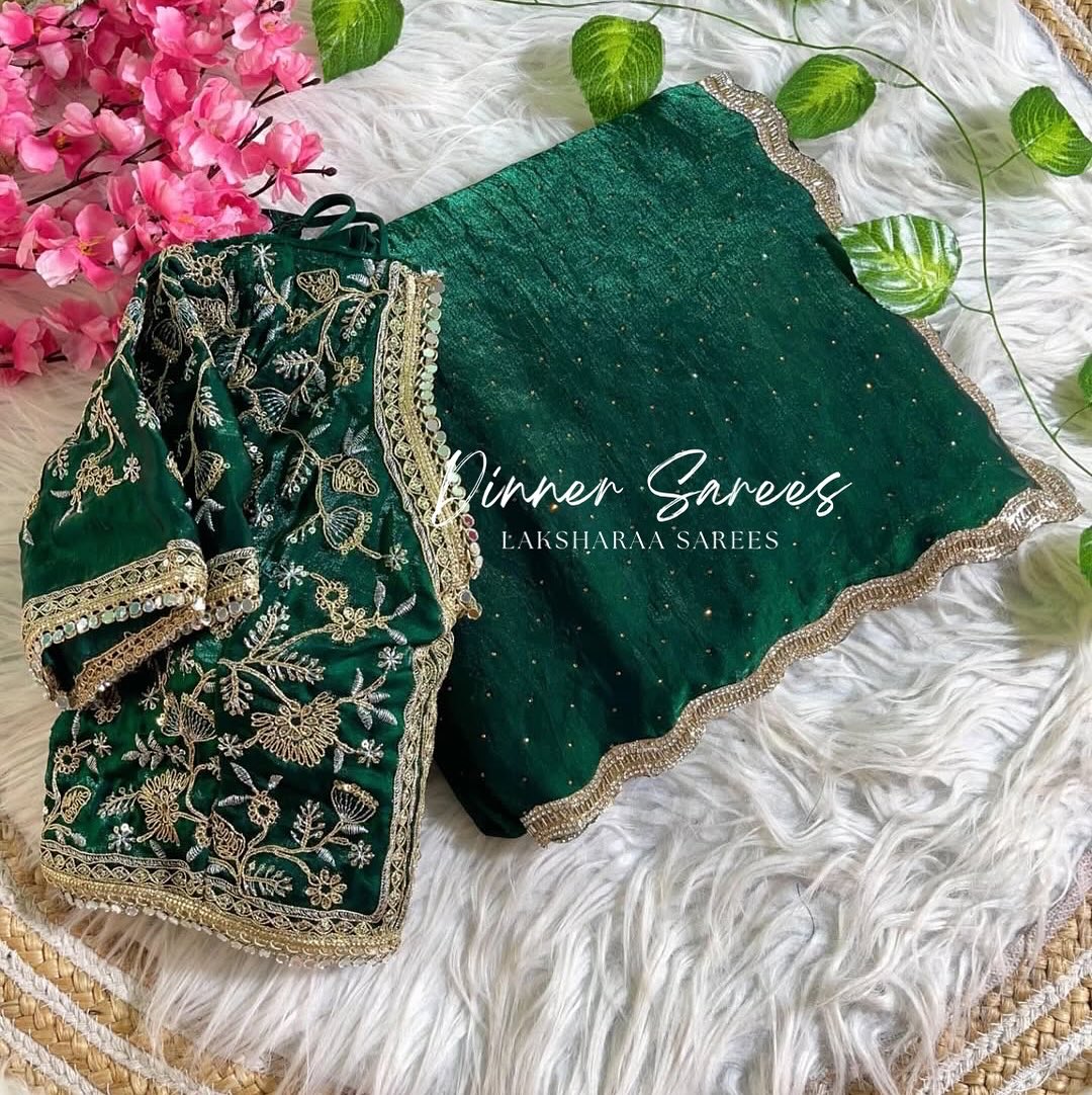 KYRAA — Premium Shimmer Stone Saree with Readymade Blouse