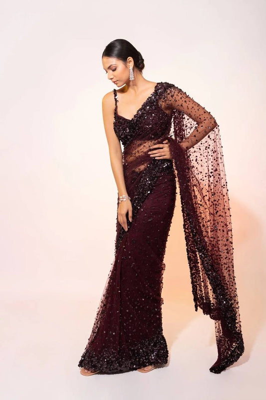KAHALI - Georgette Net Sequin Saree