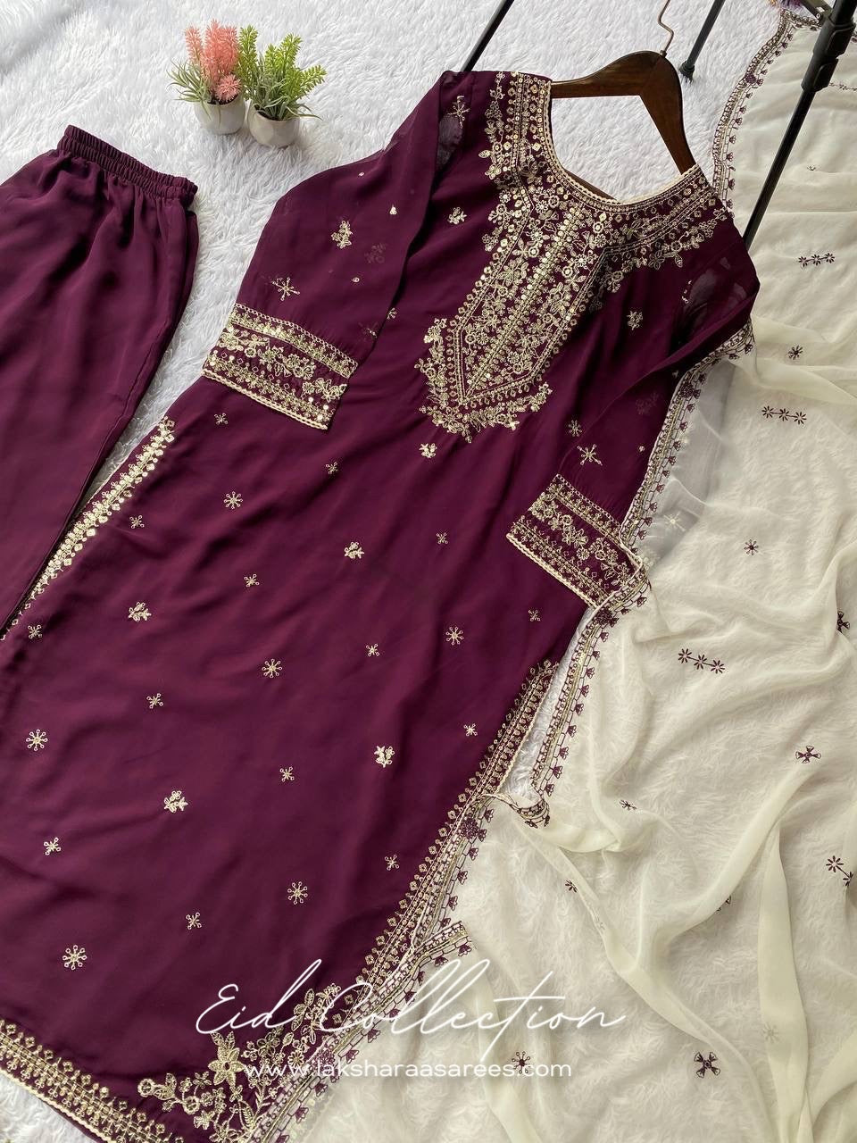SAKHI — Purple Pakistani Georgette Salwar Suit - Laksharaa Sarees