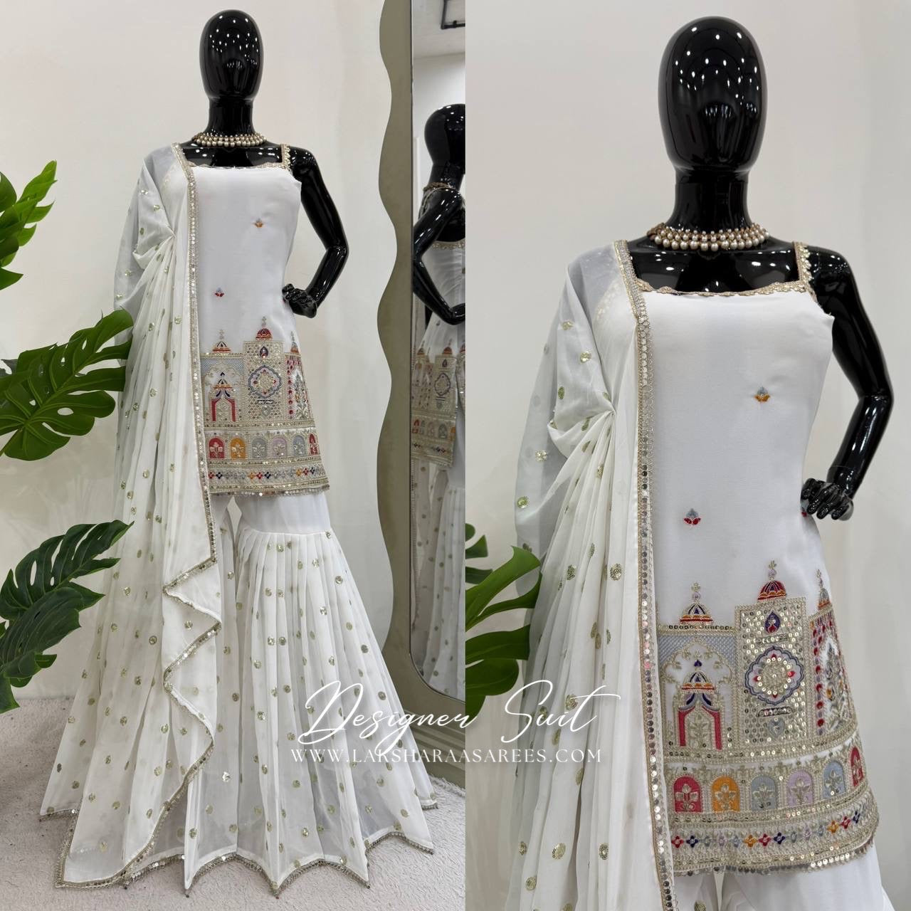 BRINDA - White Jaipur Designer Sharara Suit