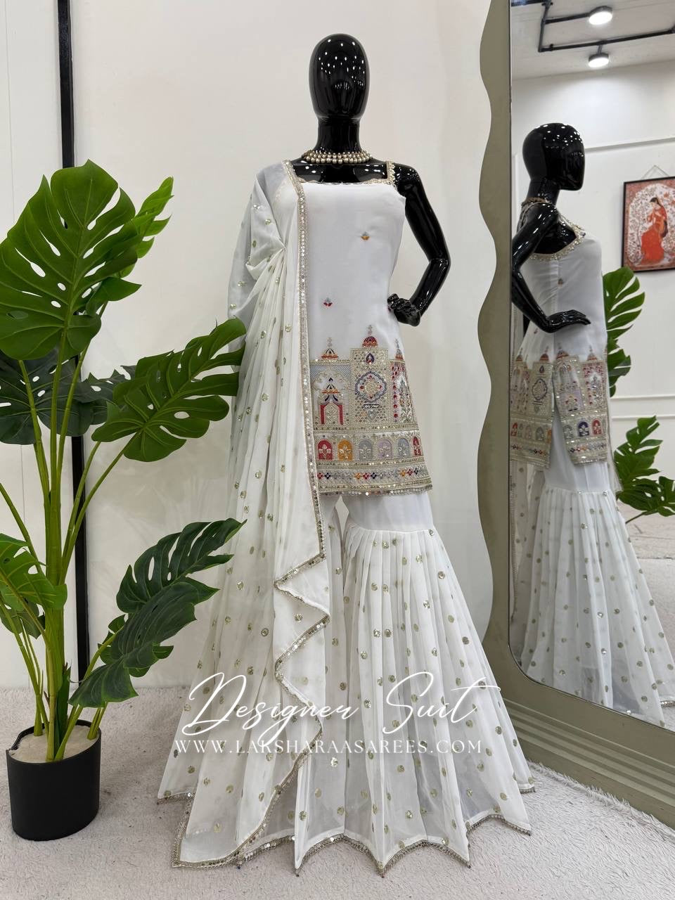 BRINDA - White Jaipur Designer Sharara Suit