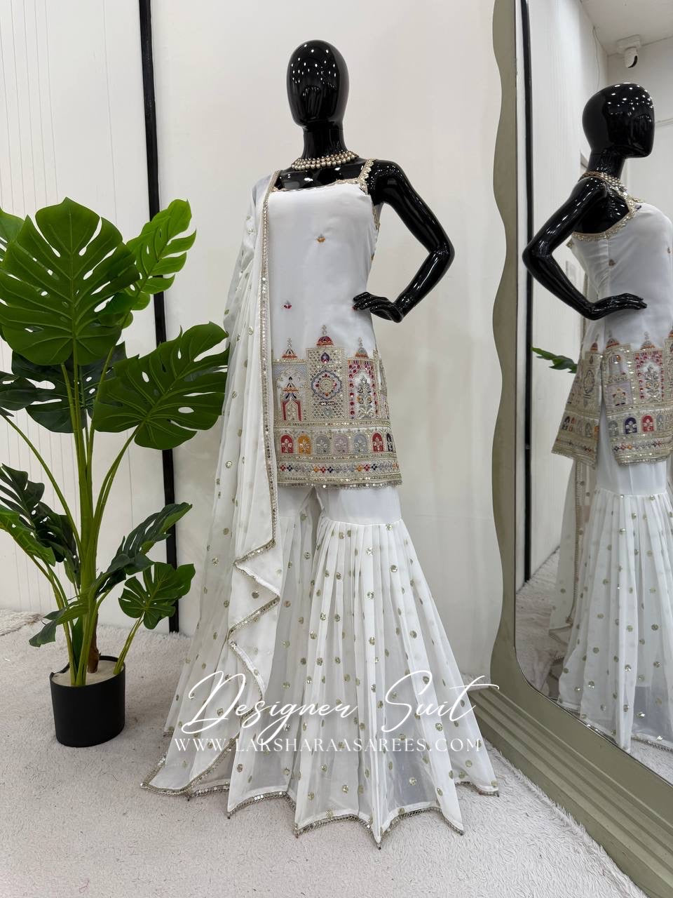 BRINDA - White Jaipur Designer Sharara Suit