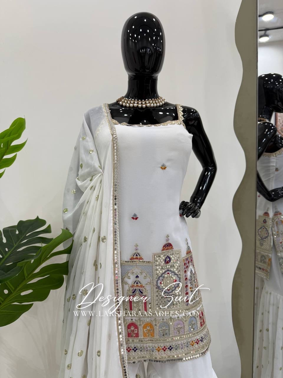 BRINDA - White Jaipur Designer Sharara Suit
