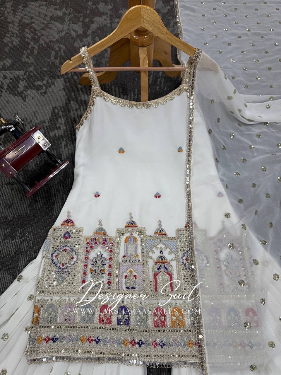 BRINDA - White Jaipur Designer Sharara Suit
