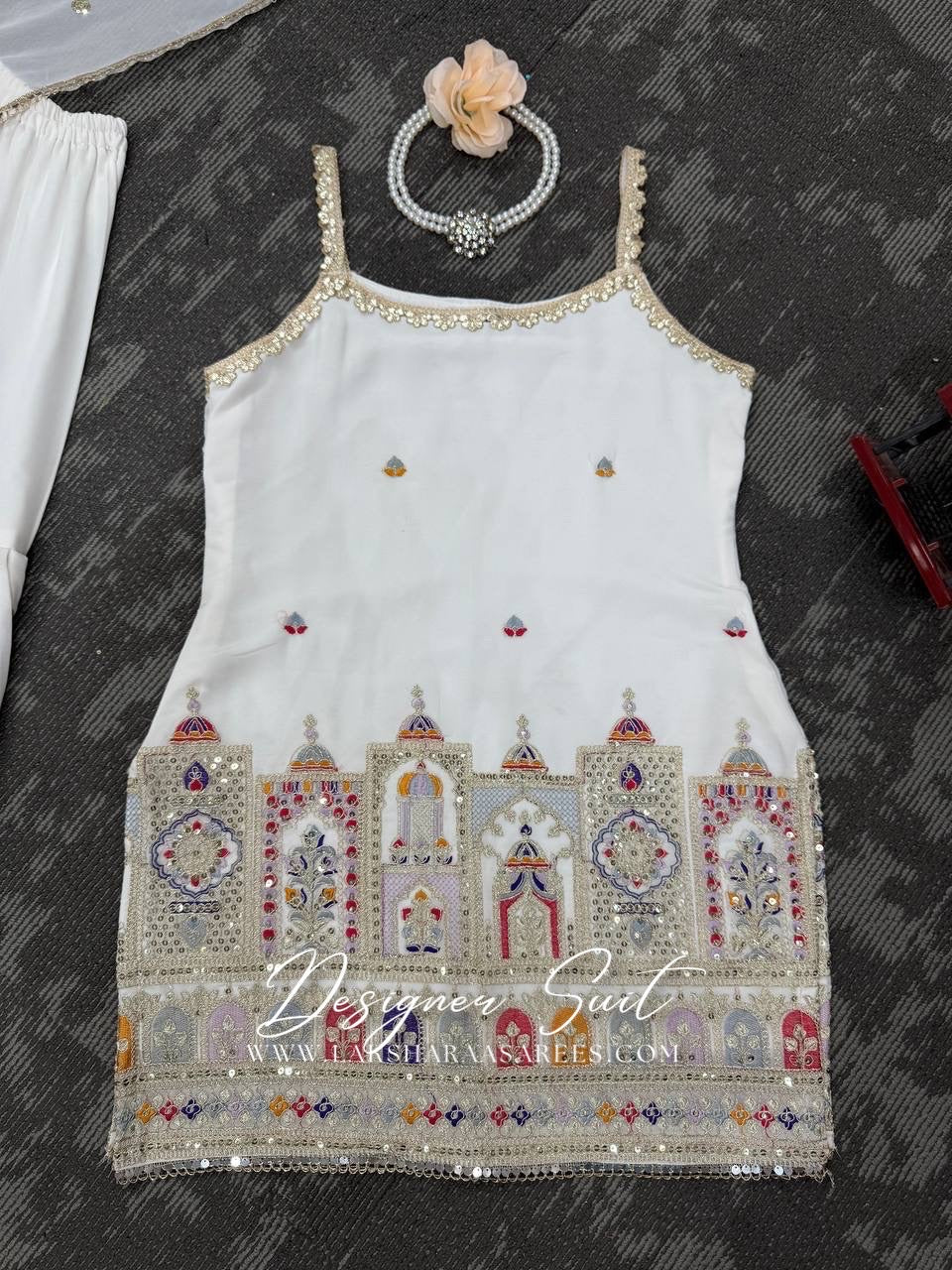 BRINDA - White Jaipur Designer Sharara Suit