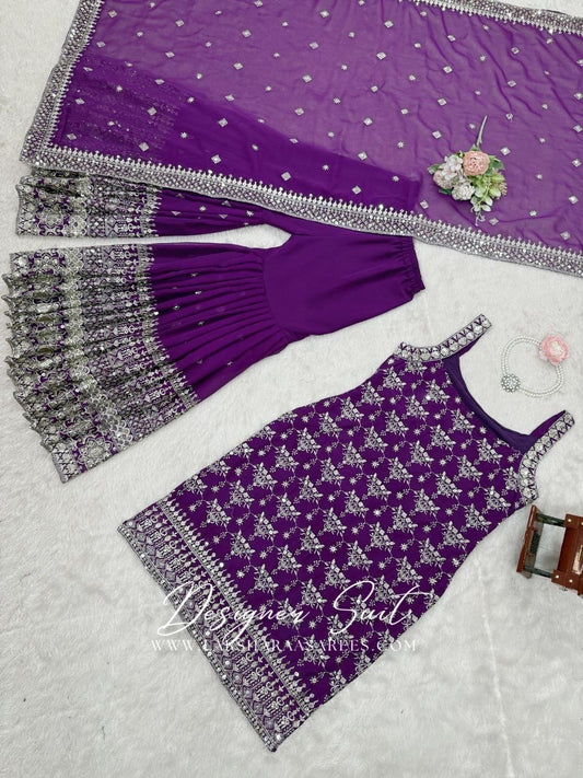 HILASHA - Purple Sharara Suit