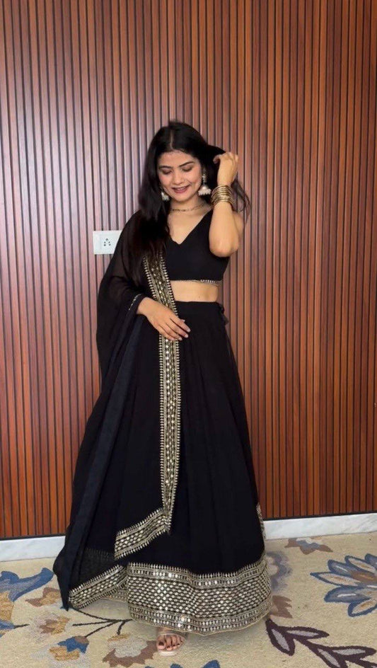 TAMIKA — Black x Silver Georgette Lehenga