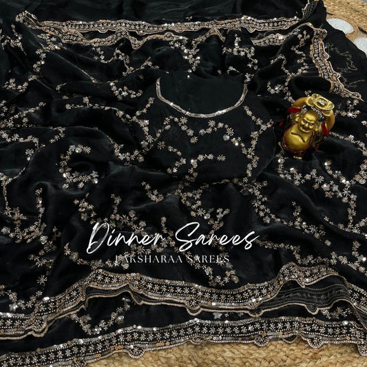NADHIYA β Grand Shimmer Sequin Dinner Saree - Laksharaa Sarees