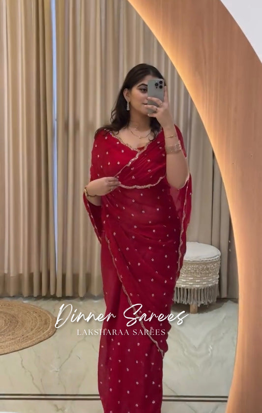 SARIKA 2.0 - Premium shimmer silk saree with stone border