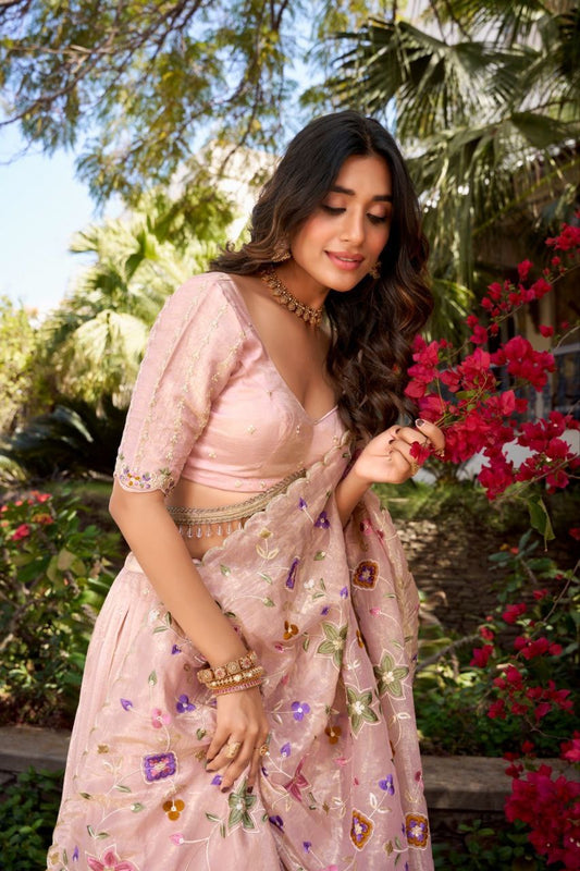 ROSIE β Premium Baby Pink Crush Georgette Lehenga