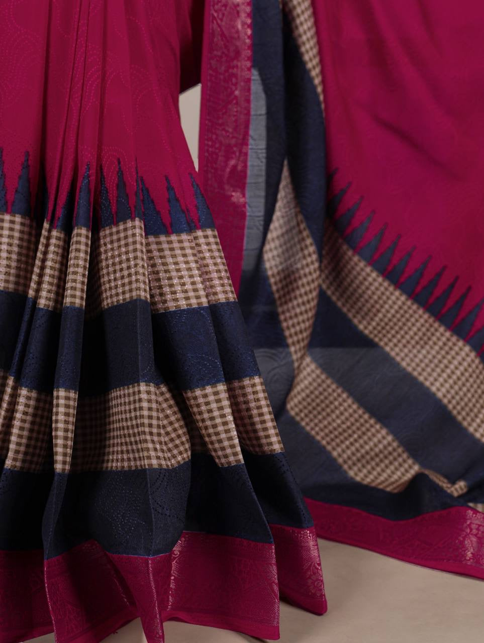 Soft poly cotton saree from Laksharaa Sarees with intricate traditional designs and vibrant colors displayed in the image.