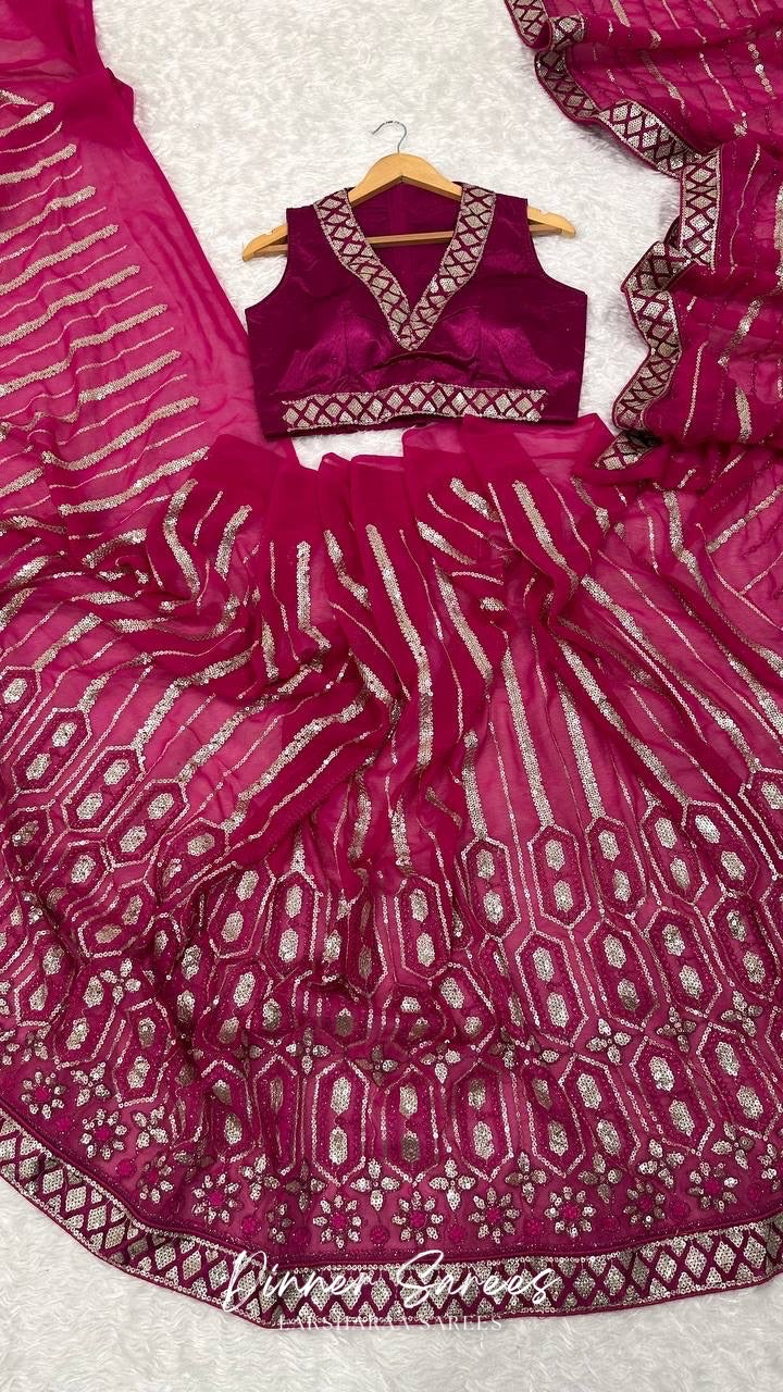 TAMIRA — Dark Pink Sequin Saree