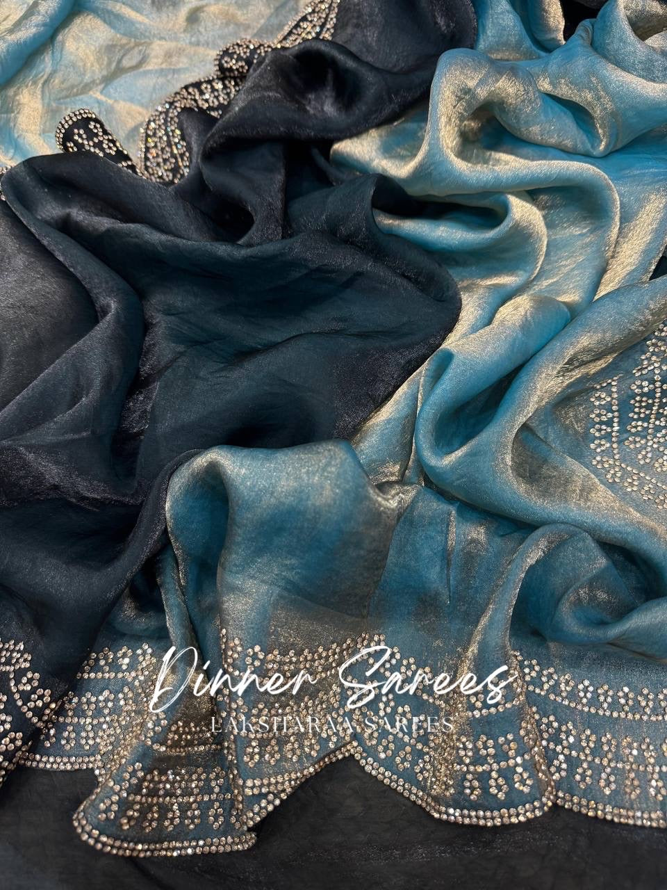 MONICA — Ombré Shimmer Saree with scallop stone border work