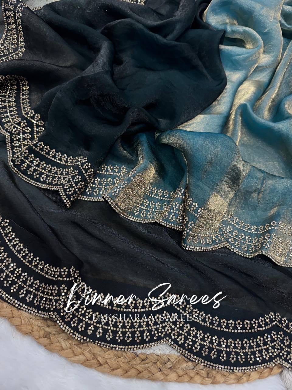 MONICA — Ombré Shimmer Saree with scallop stone border work