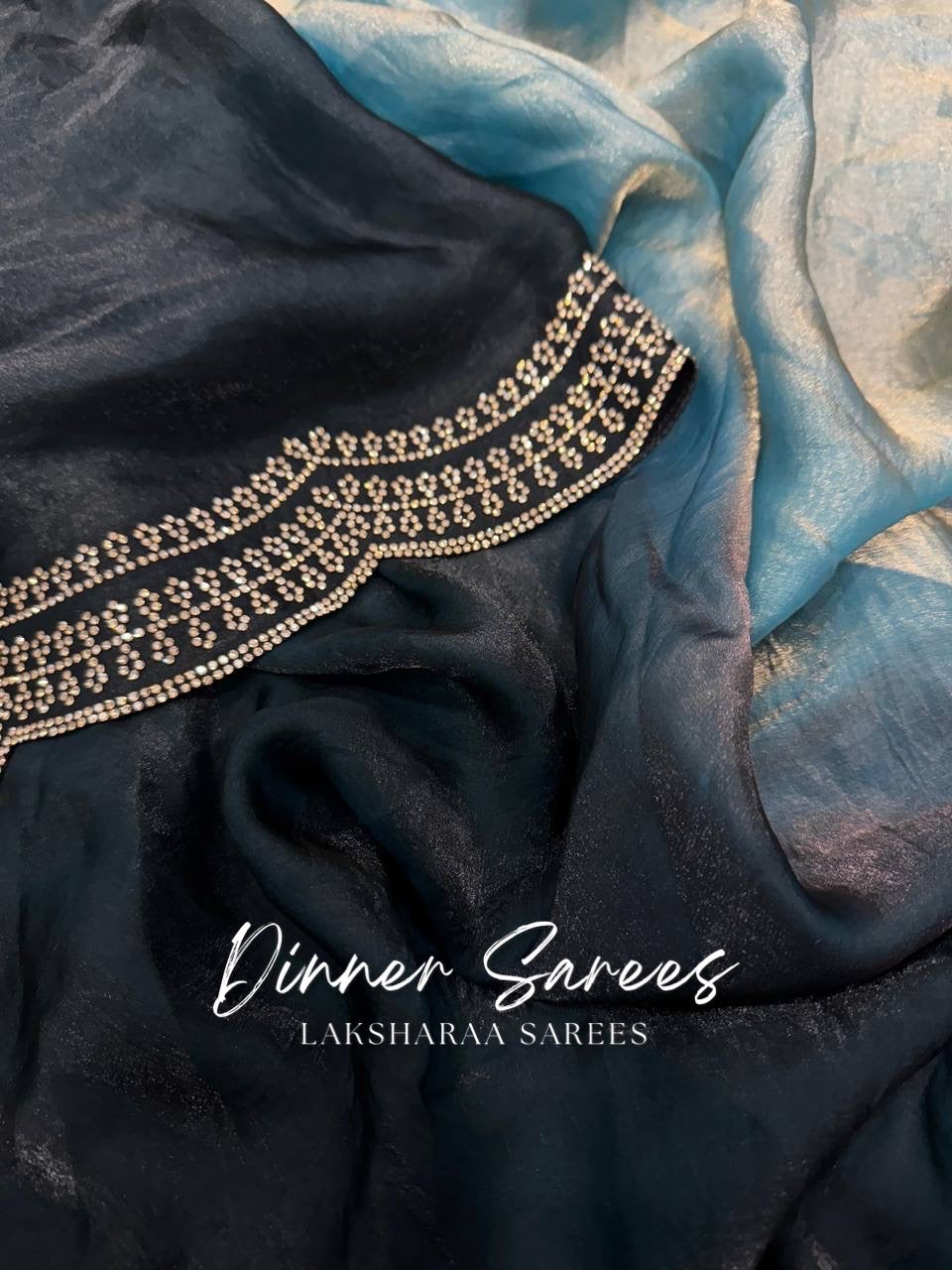 MONICA — Ombré Shimmer Saree with scallop stone border work