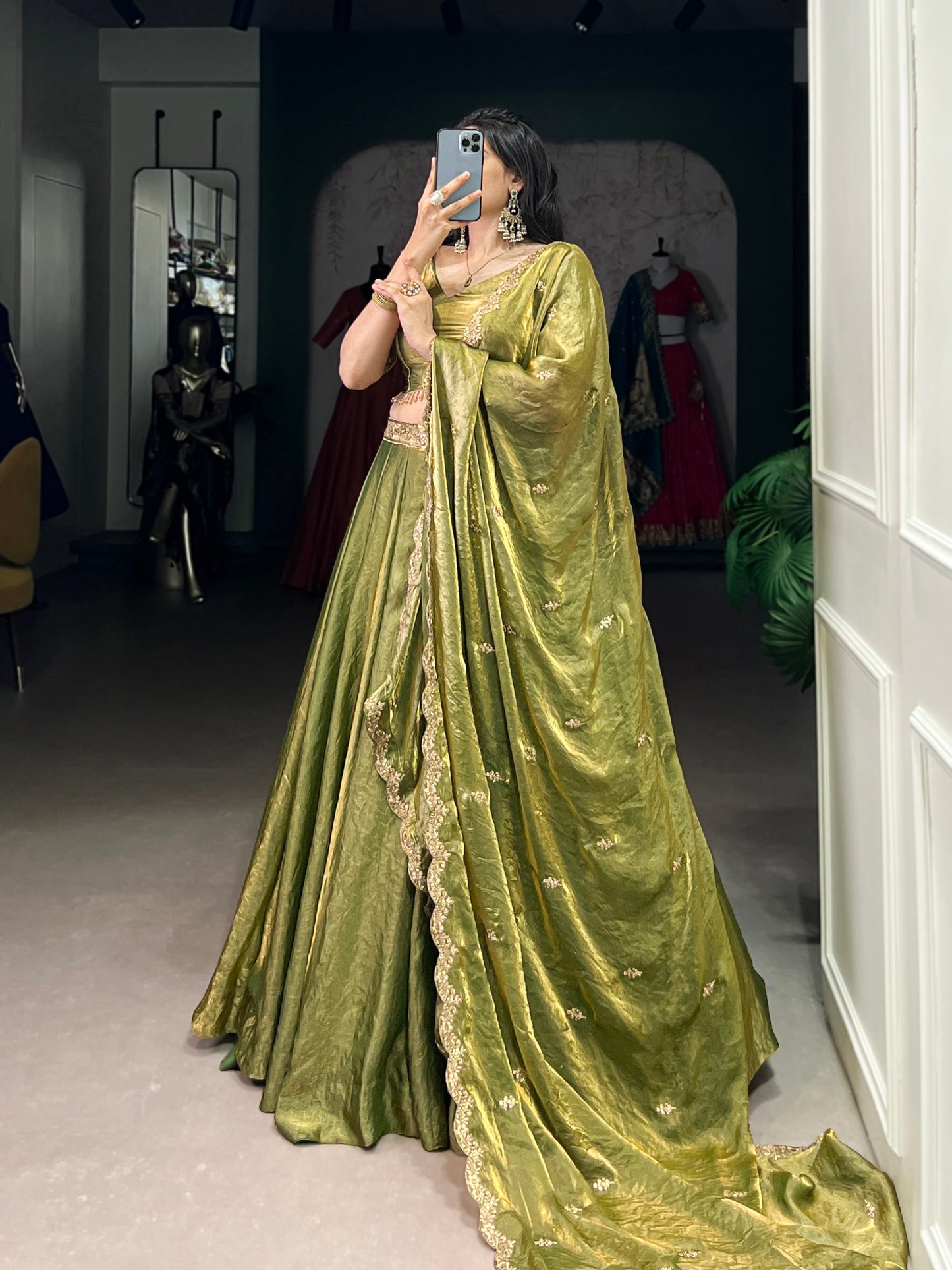 YASEMINE — Pastel Metallic Shimmer Lehenga