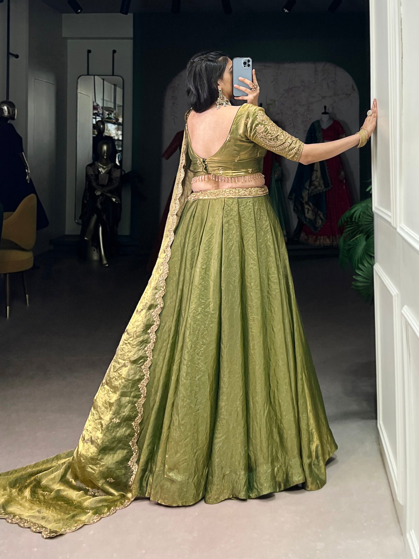 YASEMINE — Pastel Metallic Shimmer Lehenga