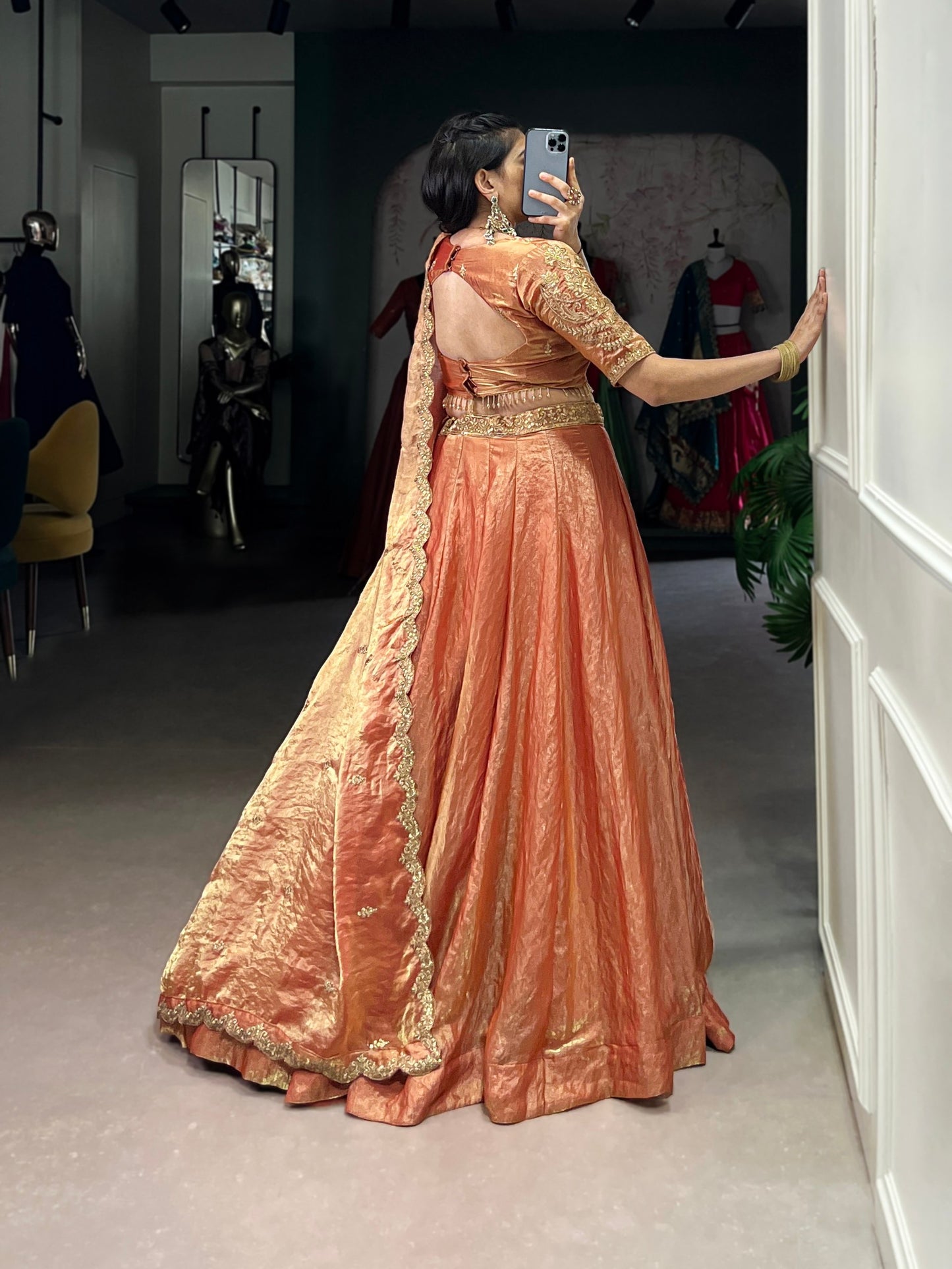 YASEMINE — Pastel Metallic Shimmer Lehenga