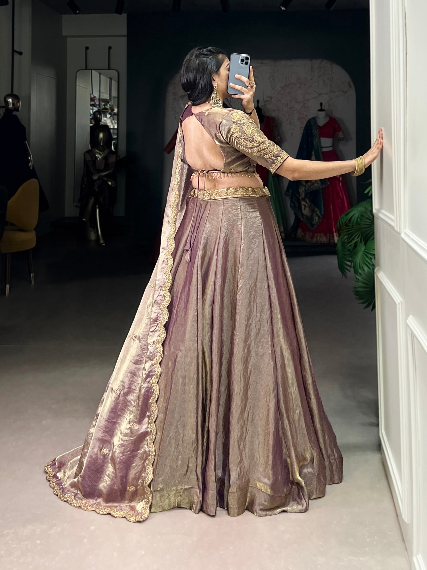 YASEMINE — Pastel Metallic Shimmer Lehenga