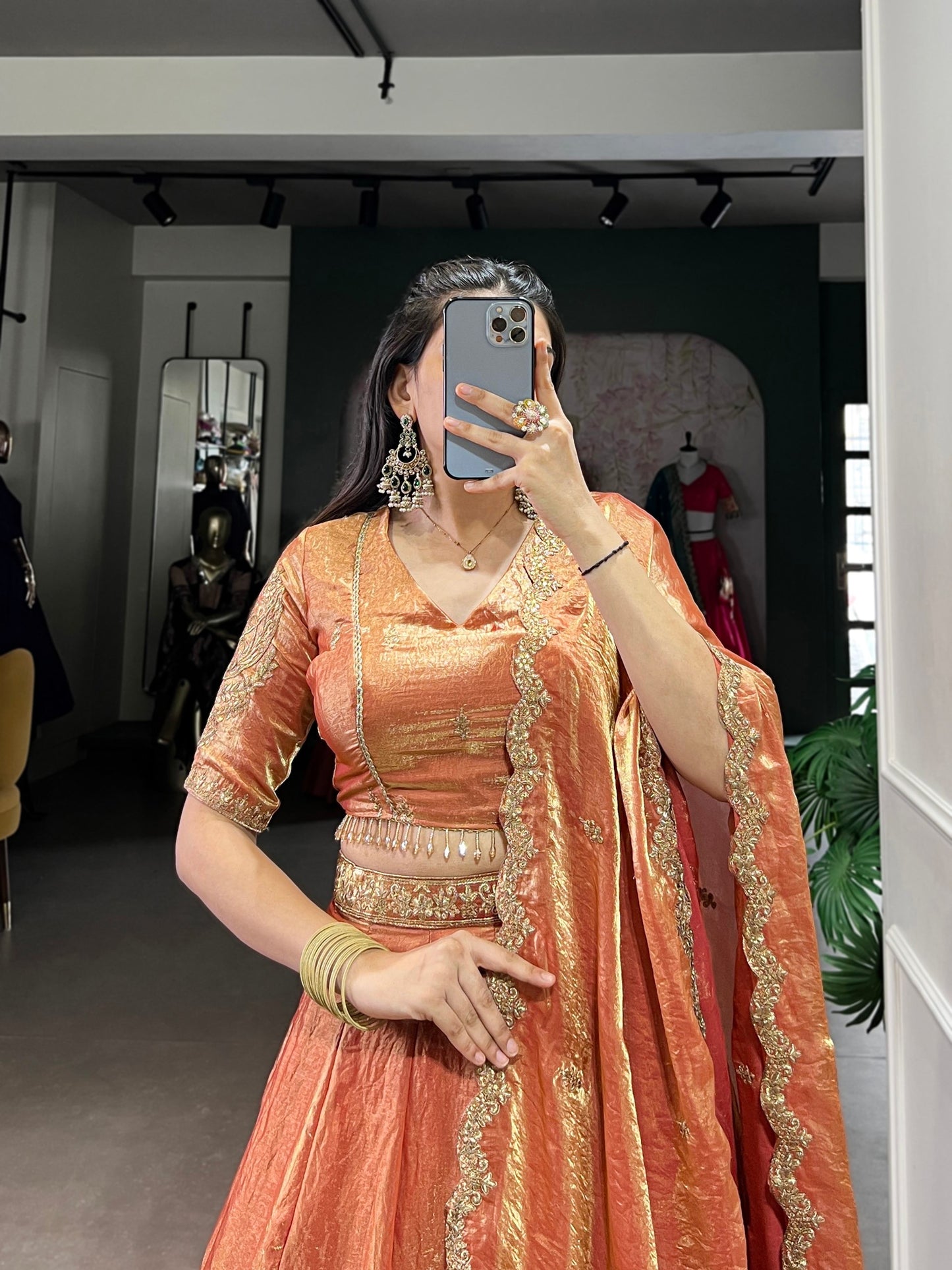 YASEMINE — Pastel Metallic Shimmer Lehenga
