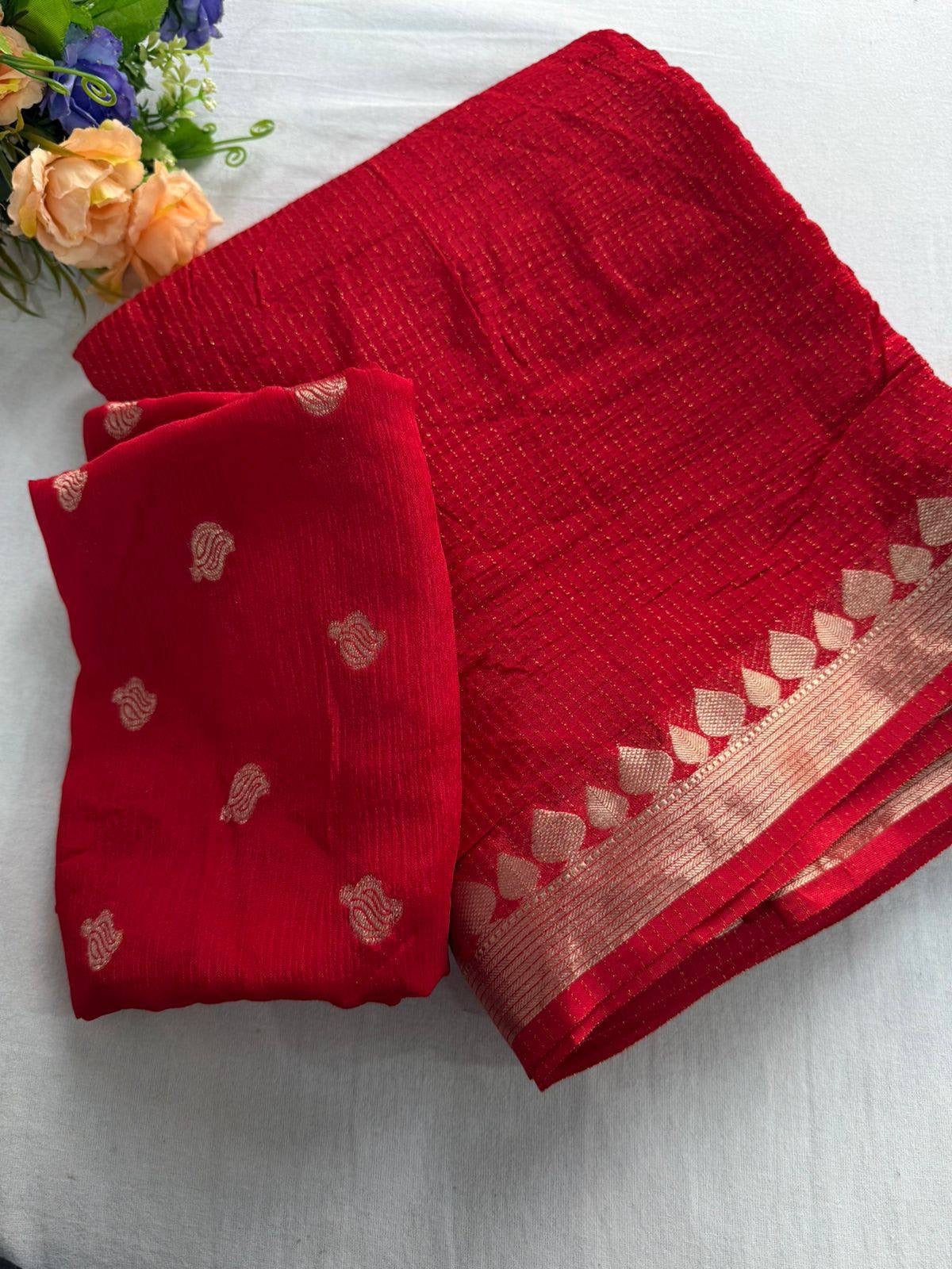 RICHA- Premium Viscose Saree X Gold Border Work